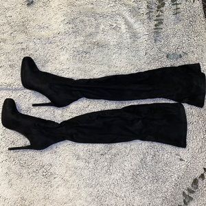 Suede black over the knee heels
